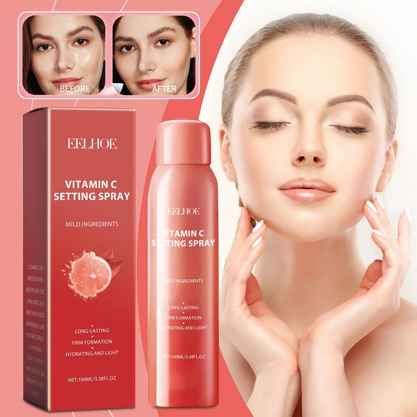 EELHOE Moisturizing Setting Makeup Spray Refreshing Non Greasy Moisturizing Light Breathable Portable Makeup Holding Spray