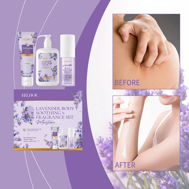 EELHOE 3 in 1 Lavender Body Soothing Fragrance Gift Box Relieve Skin Dryness Gentle Skin Hydrating Moisturizing Skincare Set