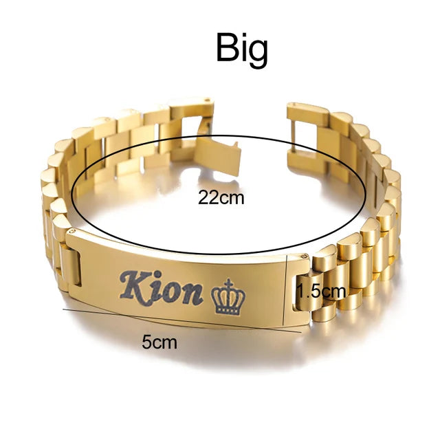Customized Male Name Bracelet Stainless Steel Gold Color Punk Jewelry Personalized Letter Nameplate Bangle Best Friend Gifts