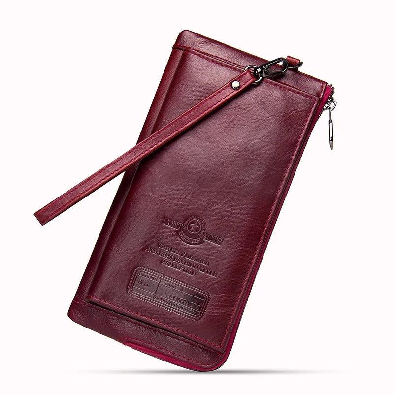 2022 Men Wallet Clutch Genuine Leather Brand Rfid Wallet Male Organizer Cell Phone Clutch Bag Long Coin Purse Free Engrave