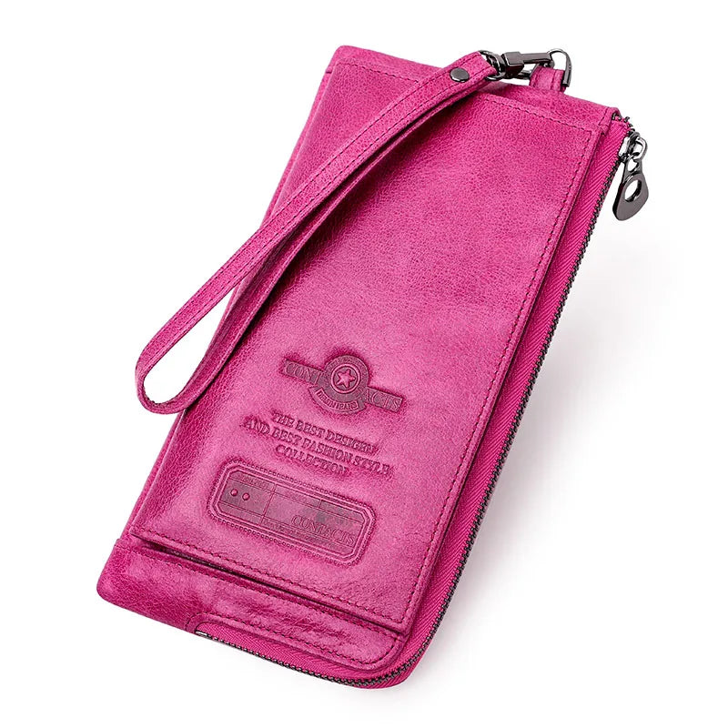 2022 Men Wallet Clutch Genuine Leather Brand Rfid Wallet Male Organizer Cell Phone Clutch Bag Long Coin Purse Free Engrave