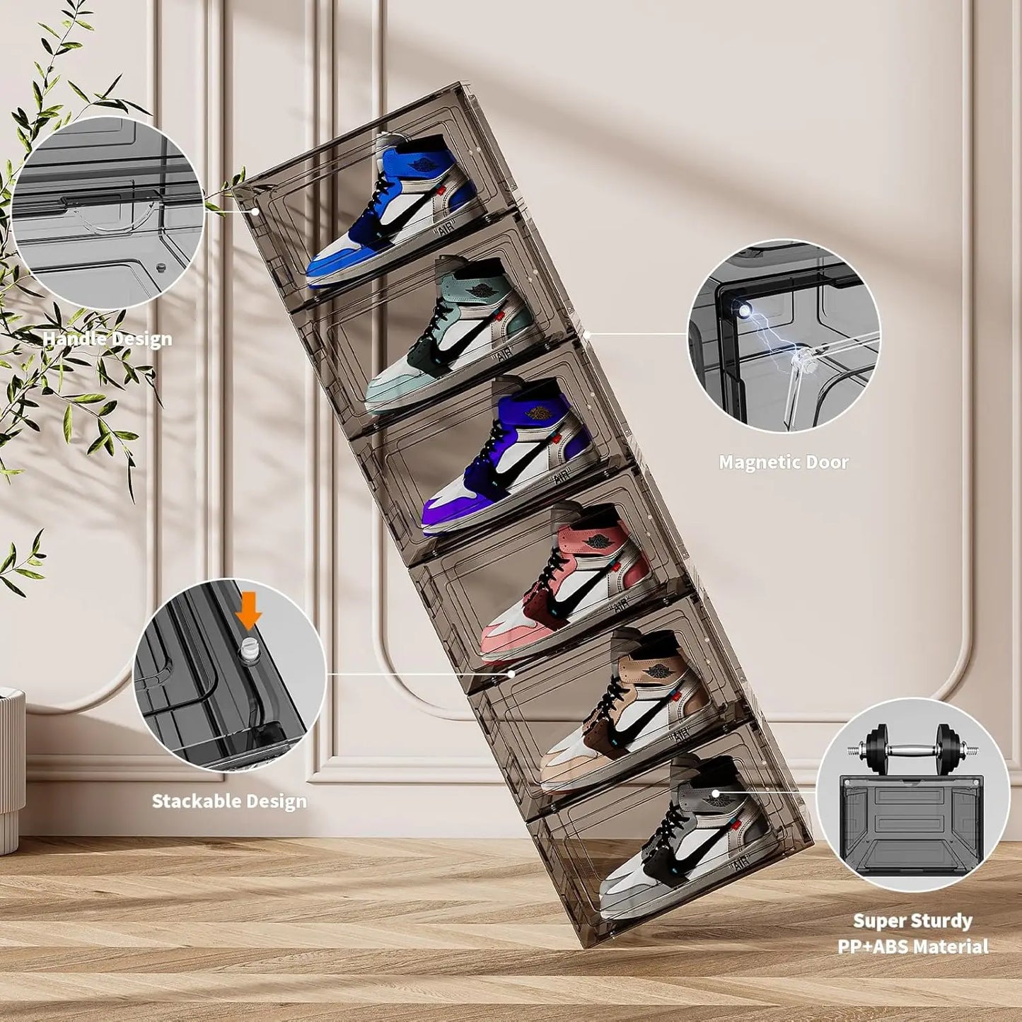 Large Shoe Boxes Clear Plastic Stackable 9 Pack Shoe Storage Organizer