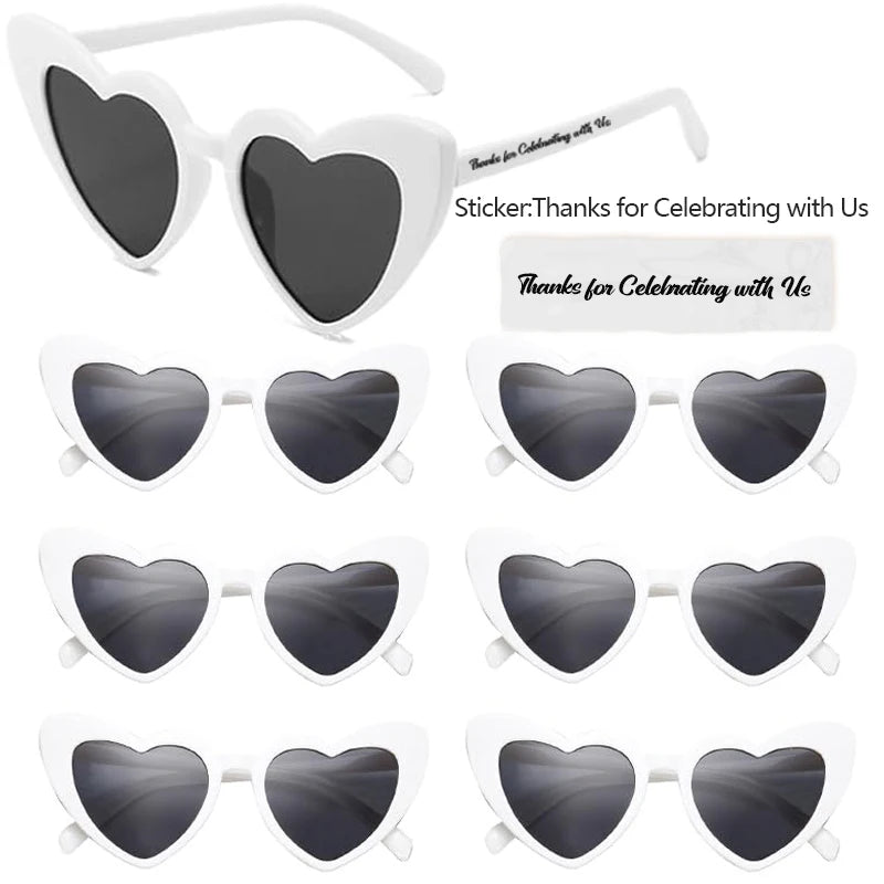 12-100Pcs Wedding Sunglasses Heart Shaped Sunglasses Wedding Bridal Shower Decor Bachelorette Hen Party Supplies Bridesmaid Gift