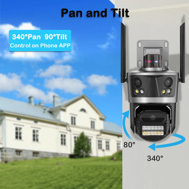 Hongnaer 12MP 6K Three Lenses Wireless WiFi Three Video PTZ Network Night Vision ICSee CCTV Outdoor WiFi Security Camera