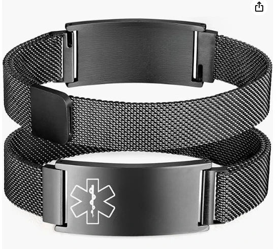 Personalized Medical Customizable ID Wristband Waterproof Stainless Steel Adjustable Wristband and Emergency Medical Alarm