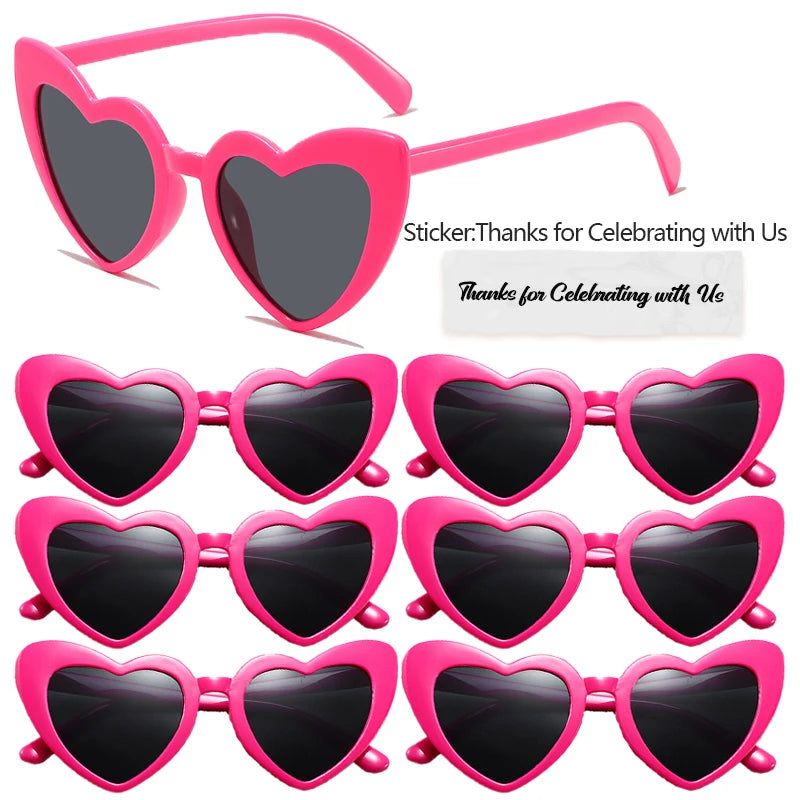 12-100Pcs Wedding Sunglasses Heart Shaped Sunglasses Wedding Bridal Shower Decor Bachelorette Hen Party Supplies Bridesmaid Gift