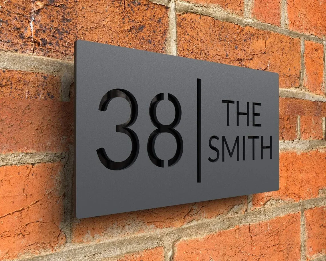 Personalized Custom 3D Door Sign Laser Cut Acrylic Mirror Text Modern Floating House Number Sign Outdoor Street Family Name Sign