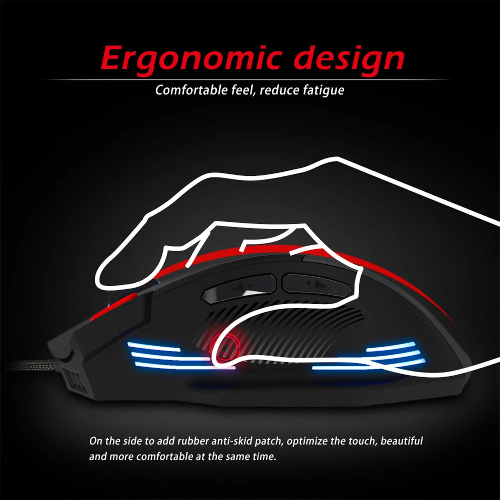 Wired Gaming Mouse with Seven Programmable Buttons and Adjustable DPI for Precise Control and Comfortable Gaming Experience