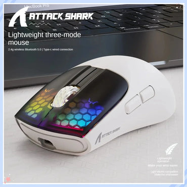 Attack Shark X5 Wireless Bluetooth Mouse 2.4G 3 Modes RGB PAW3212 Sensor 4000DPI Optical Mouse for PC Laptop Office Gaming