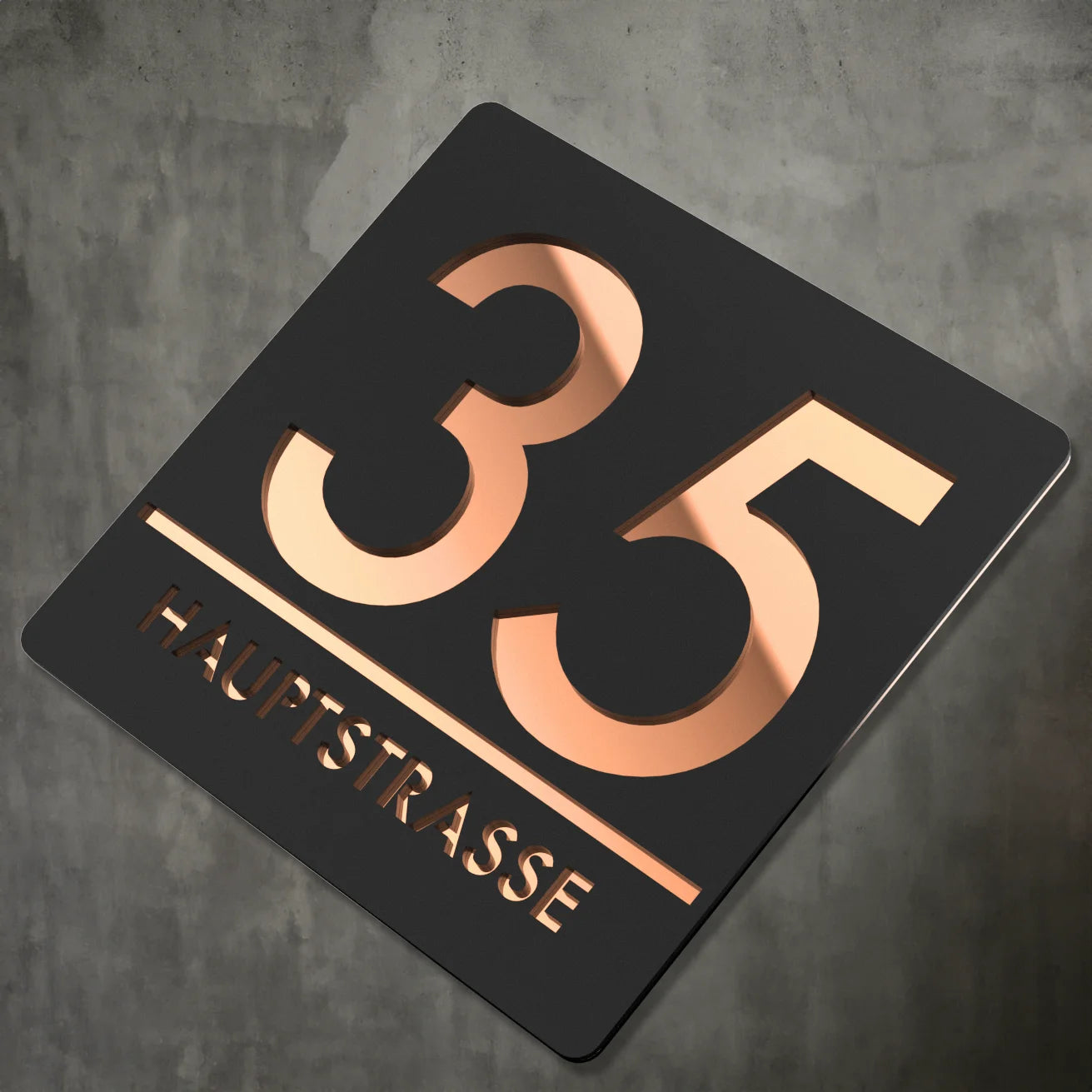 Personalized Custom 3D Door Sign Laser Cut Acrylic Mirror Text Modern Floating House Number Sign Outdoor Street Family Name Sign