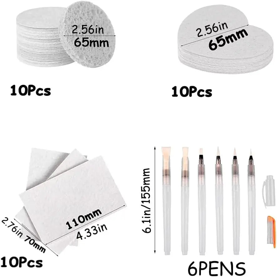 30Pcs 3D Drawing Magic Canvas Sponge with Water Brush DIY Kids Painting Paper 3D Art Drawing Paper