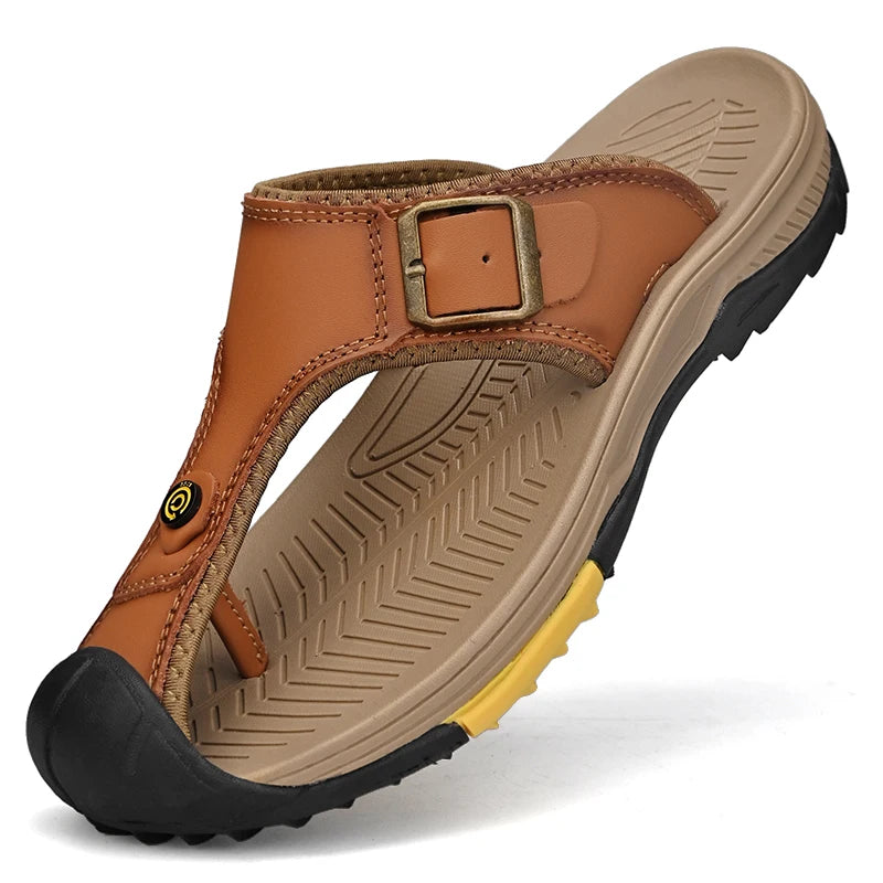 Genuine Leather Sandals Men Breathable Summer Shoes Man Waterproof Outdoor Men Sandals Antiskid Beach Sandals Footwear