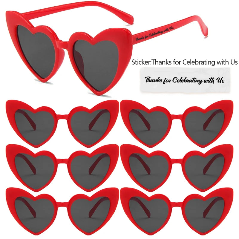 12-100Pcs Wedding Sunglasses Heart Shaped Sunglasses Wedding Bridal Shower Decor Bachelorette Hen Party Supplies Bridesmaid Gift