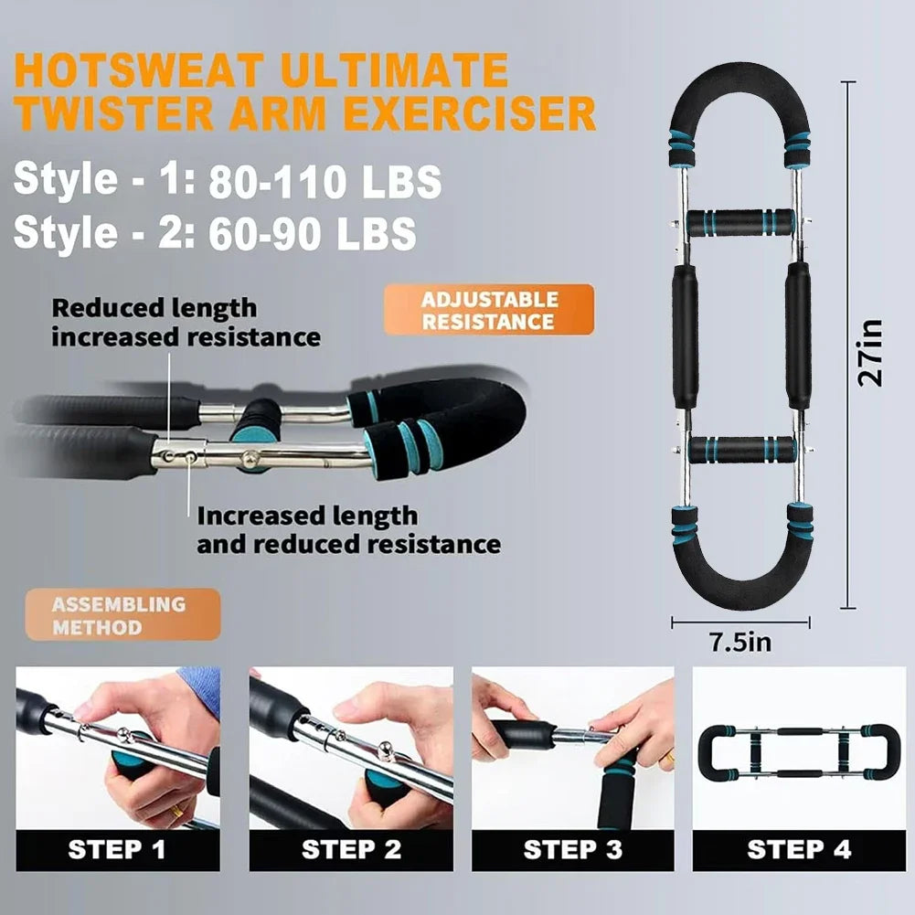 Twister Arm Trainer Adjustable Arm Trainer Detachable U-Shaped Portable Power Twister Bar Power Twist Arm Trainer Indoor Workout