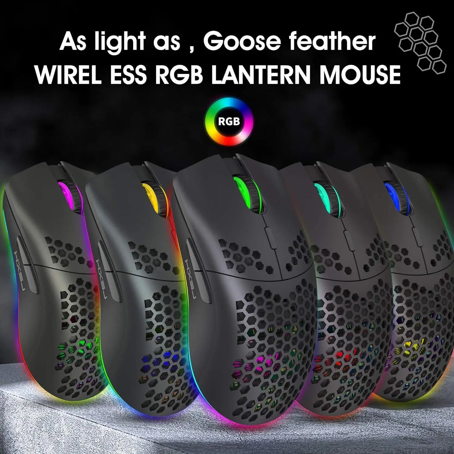 MAMBASNAKE x HXSJ T66 Wireless Gaming Mouse, 2.4Ghz Rechargeable Mouse with 6 Programmable Buttons