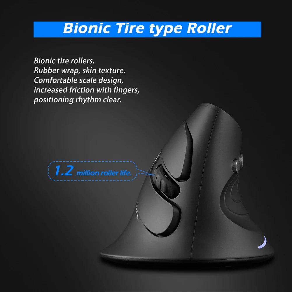 Wireless Right Hand Vertical Mouse Ergonomic Gaming Mouse 2400 DPI USB Optical Wrist Healthy Mice for PC Computer