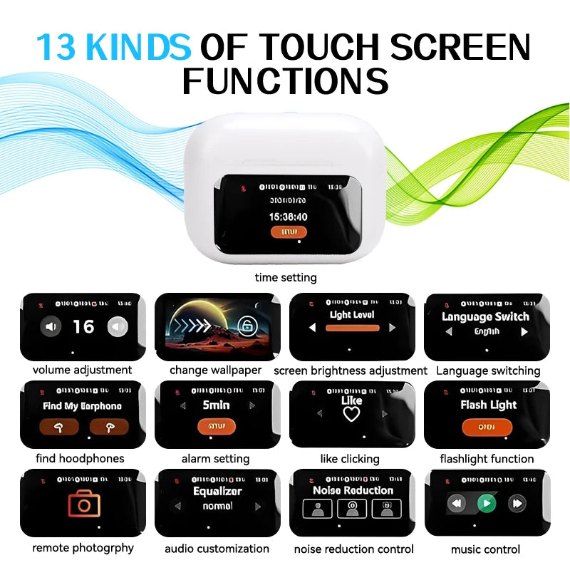 New Bluetooth Earphones Mini Noise Reduction Sports Running Earphones Waterproof Gaming Headsets Music Touch Screen Headphone