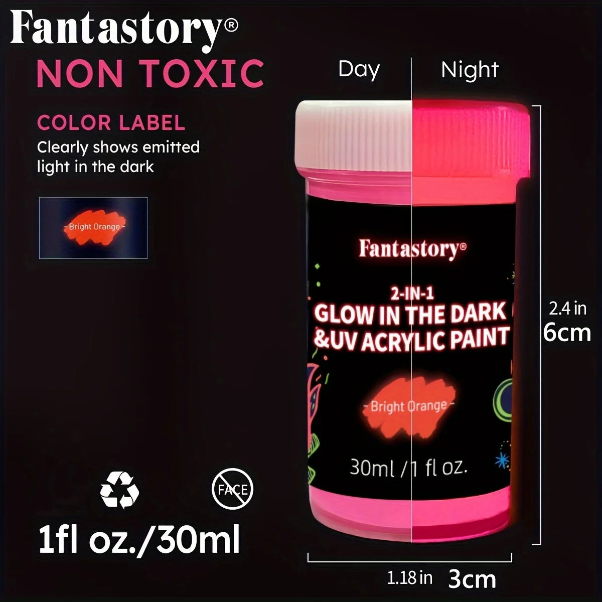 Acrylic Paint Set, 10 Neon and Glow in the Dark Colors Acrylic Paint for Wood, Fabric, Crafts, Canvas, Stone, Drawing & Painting