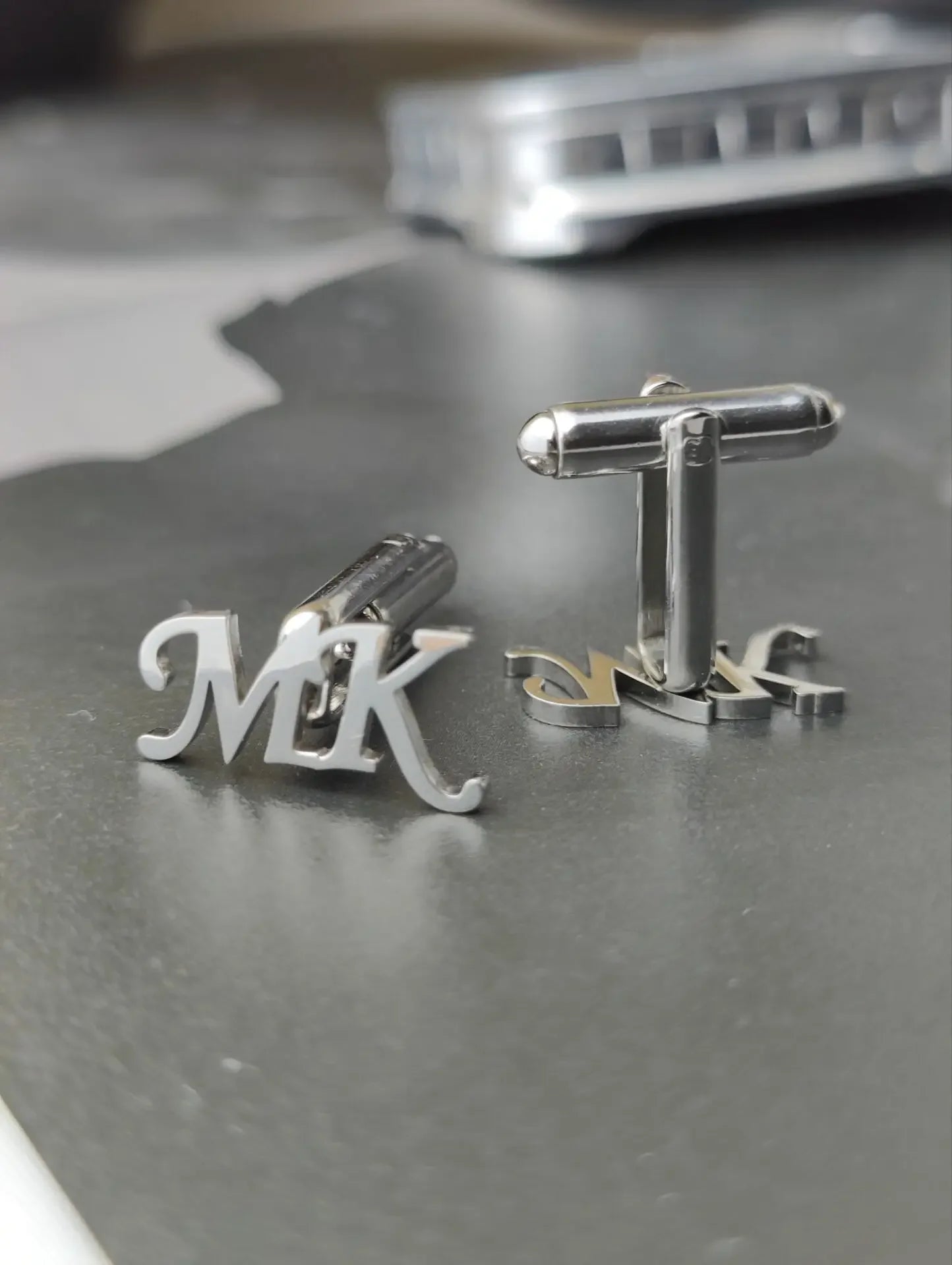 Customizable Monogram Initial Cufflinks for Men Gold Silver Stainless Steel Name Custom Cufflinks Perfect Father's Day Gift