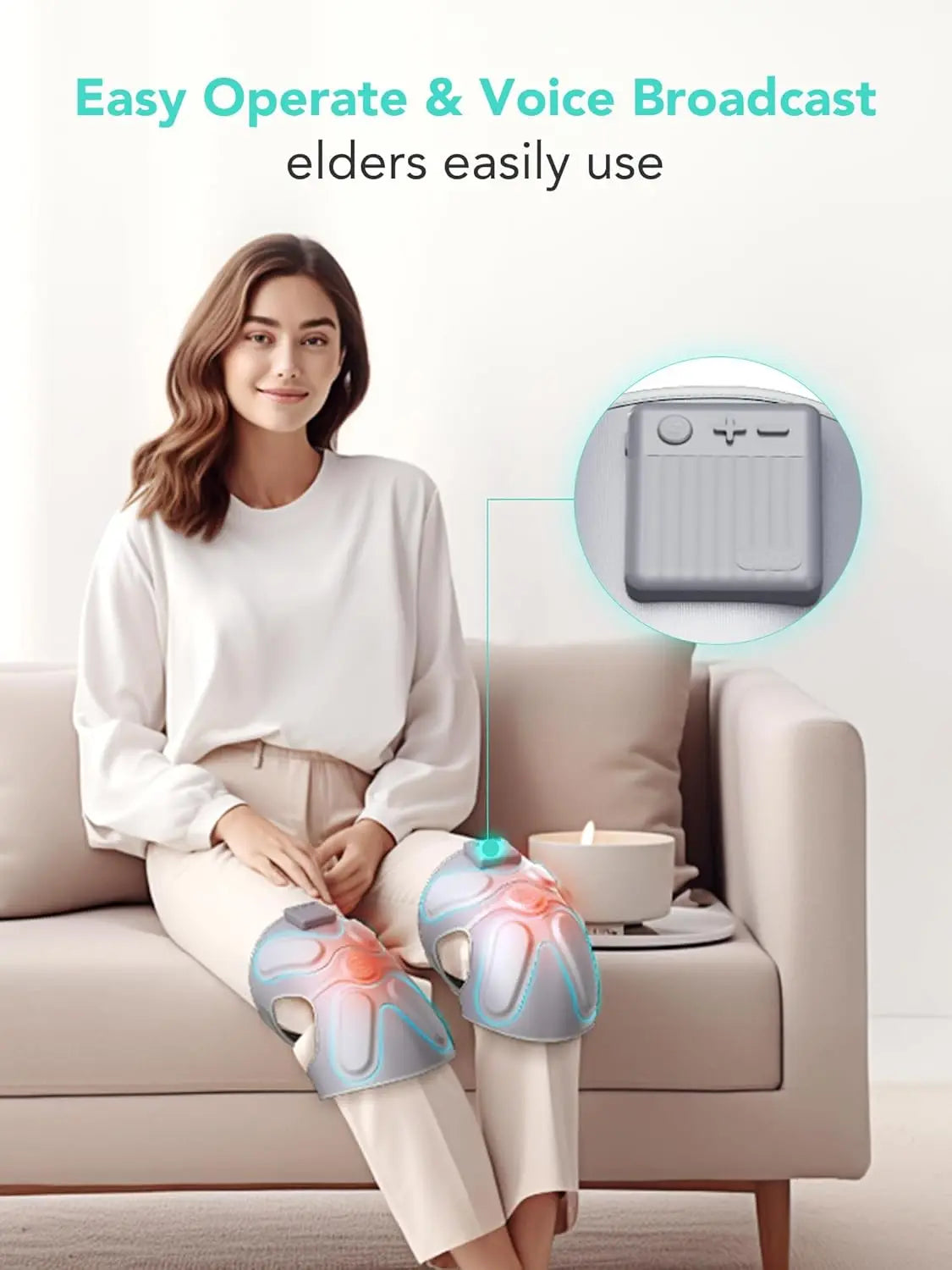 SKG Cordless Heated Knee Brace Massager with Heat & Vibration, Portable for Knee & Joint Pain Relief,Gift for Dad/Mather W3 PRO