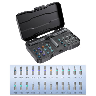 VMAN 24in1 Multifunction Ratchet Screwdriver Set Multi Magnetic Bits Mini Repair Tool Kit Household Tool For PC & Desk Etc.