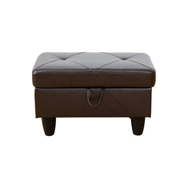 Dark Grey and Brown Semi PU Synthetic Leather Ottoman Living Room Sofa