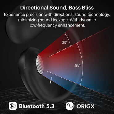 Refurbished TOZO OpenEgo Headsets Open Ear Headphone Bluetooth Dual Mic Clear Call Earphones with Earhooks IPX5 Water-resistant