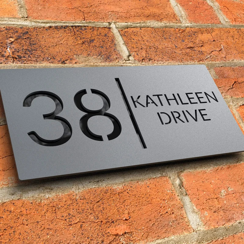 Personalized Custom 3D Door Sign Laser Cut Acrylic Mirror Text Modern Floating House Number Sign Outdoor Street Family Name Sign