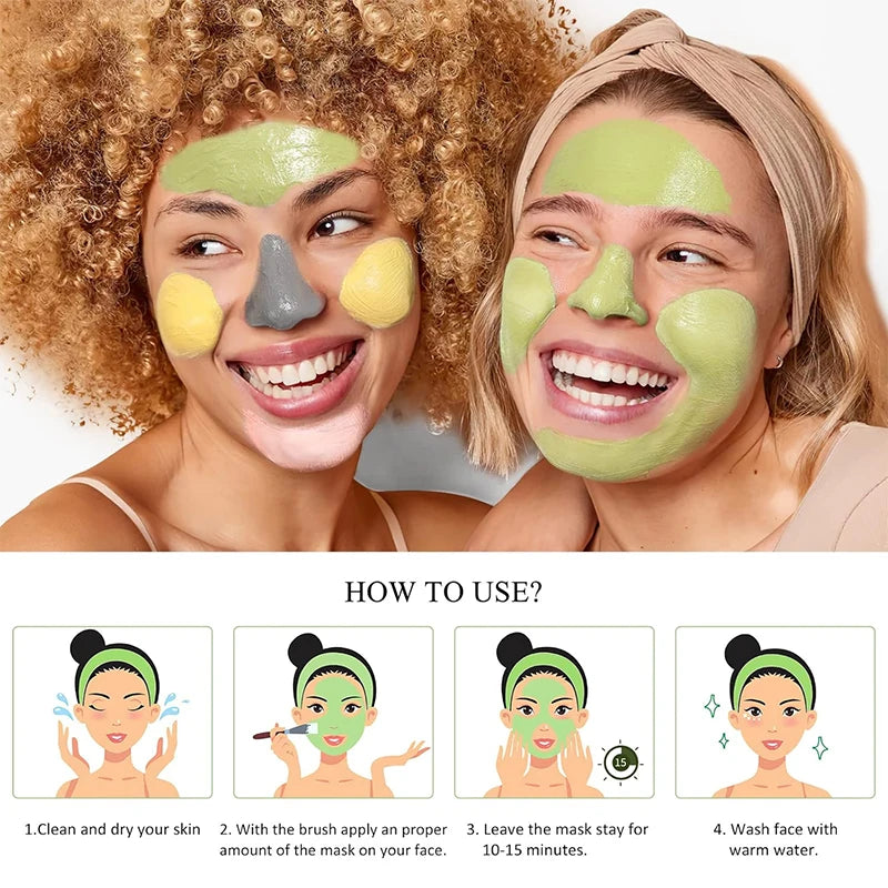 New 4Pcs Clay Mask Set Vitamin C Turmeric Clay Mask Dead Sea Mud Face Masks Skincare for Deep Cleansing Pores Moisturizing 320g