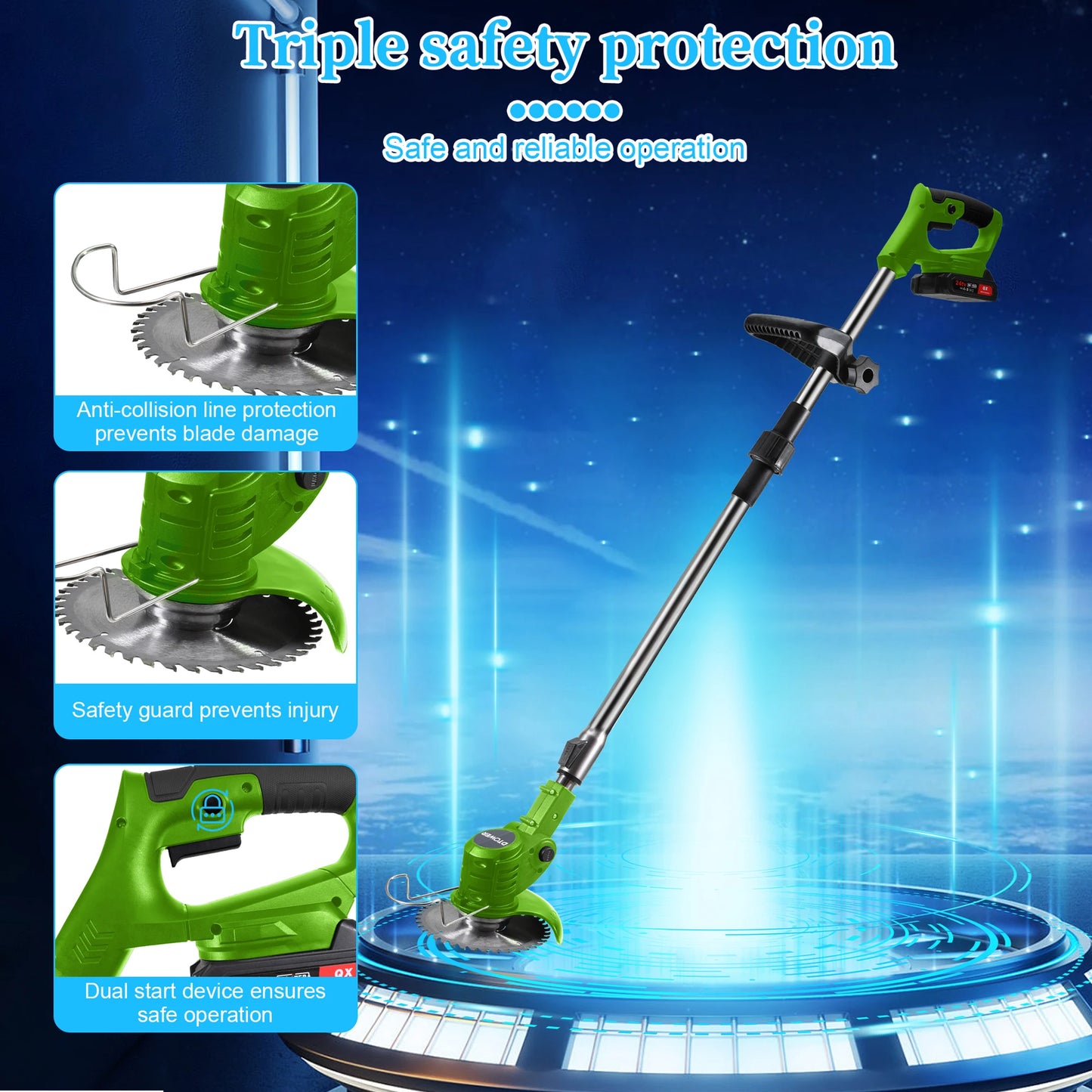 Electric Cordless Brush Cutter 21000RPM Stringless Weed Eater Electric Weed Trimmer Lawn Garden Pruning