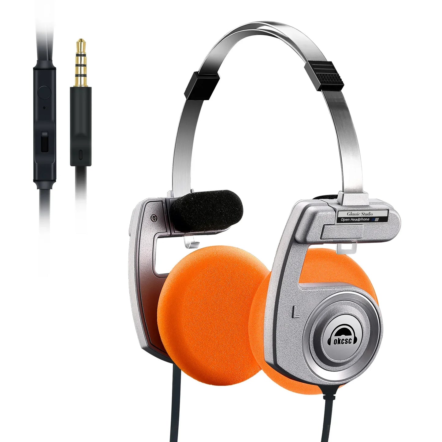 OKCSC Retro 3 pro Wired Earphones 40mm Drive Open End HiFi Headset 3.5mm Plug with Microphone Wired Headphones 3rd Generation