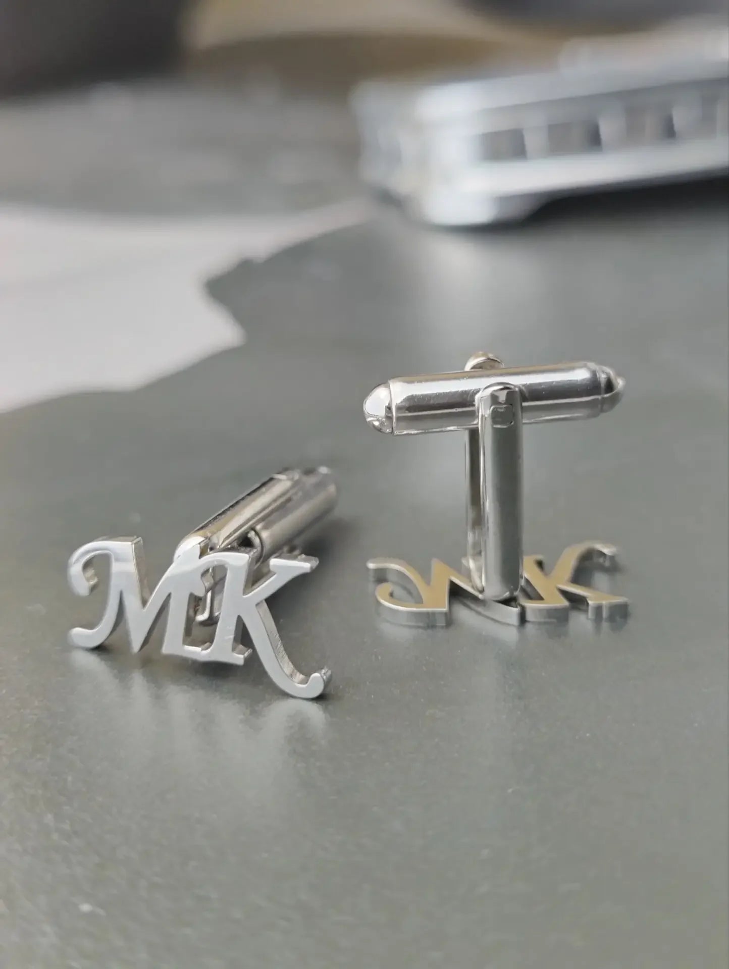 Customizable Monogram Initial Cufflinks for Men Gold Silver Stainless Steel Name Custom Cufflinks Perfect Father's Day Gift