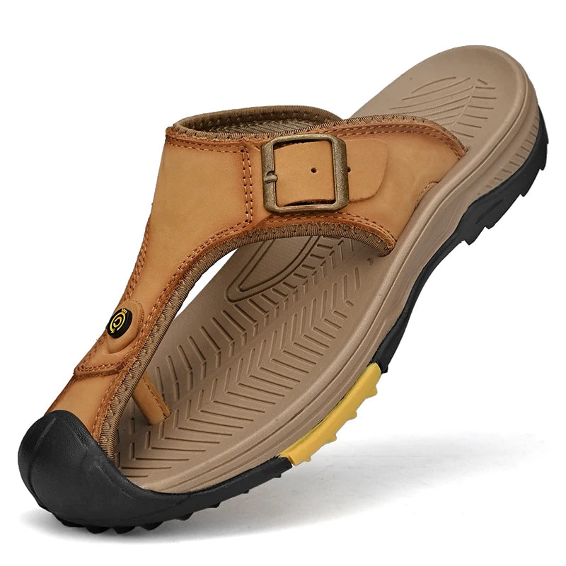 Genuine Leather Sandals Men Breathable Summer Shoes Man Waterproof Outdoor Men Sandals Antiskid Beach Sandals Footwear