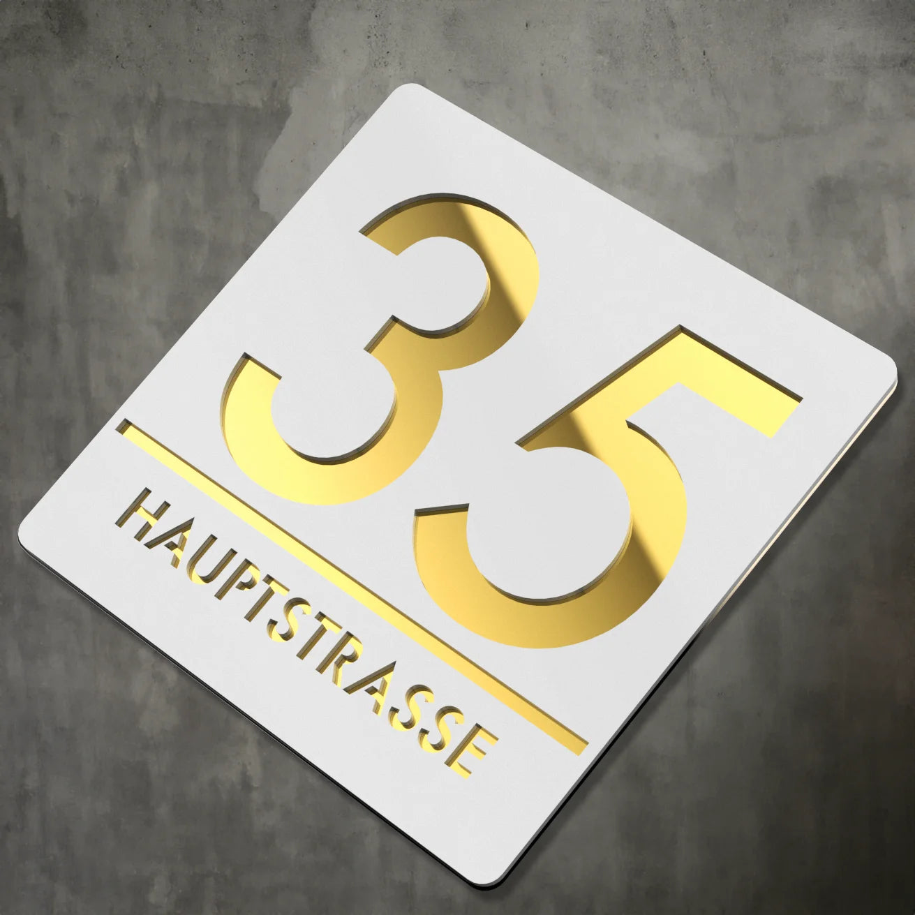 Personalized Custom 3D Door Sign Laser Cut Acrylic Mirror Text Modern Floating House Number Sign Outdoor Street Family Name Sign