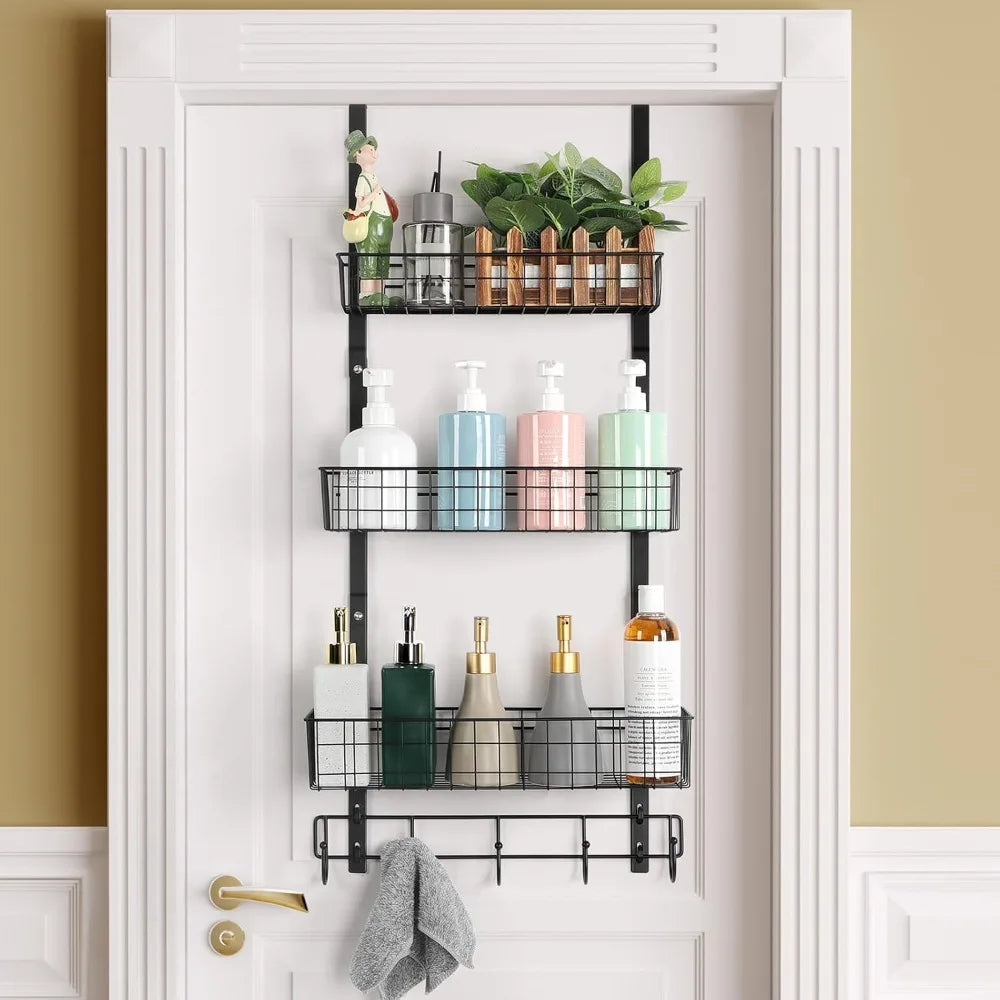 Over the Door Pantry Organizer 3 Tier Hanging Basket Back Door Storage Rack Shelf Metal Over the Door Shelves