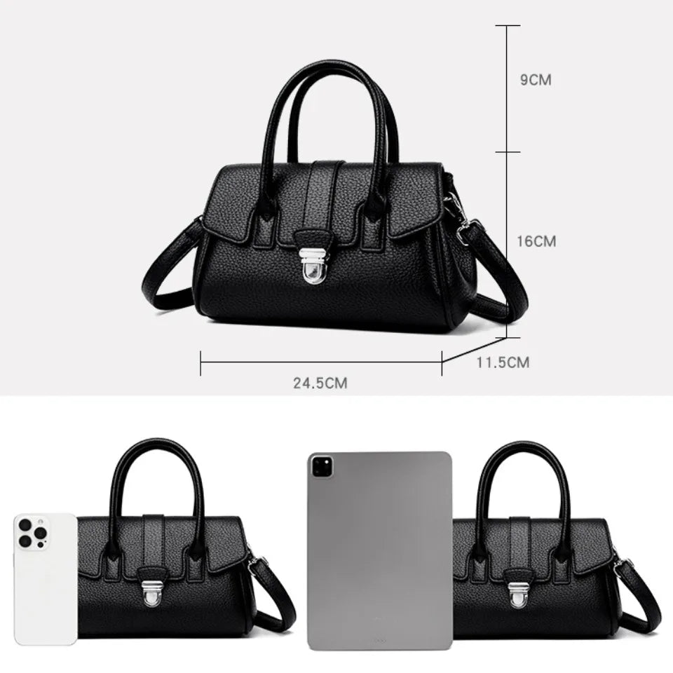Genuine Brand Soft Pu Leather Small Casual Tote Hand Bags for Mother Quality Women Shoulder Crossbody Messanger Bag Summer Style