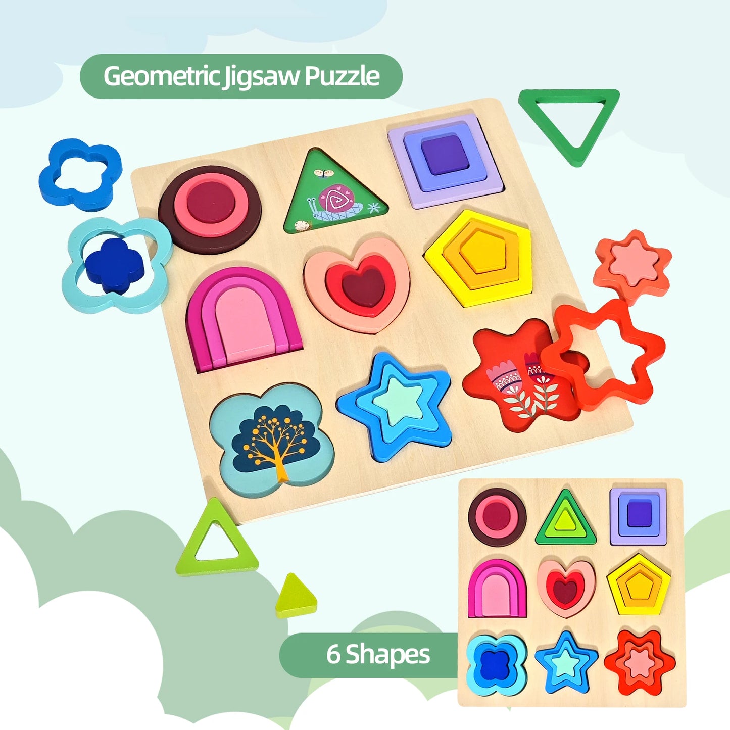 3D Wooden Puzzles Educational Toys Kids Montessori Toys Games Geometry Shape Intelligence Toys Children Christmas Holiday Gifts
