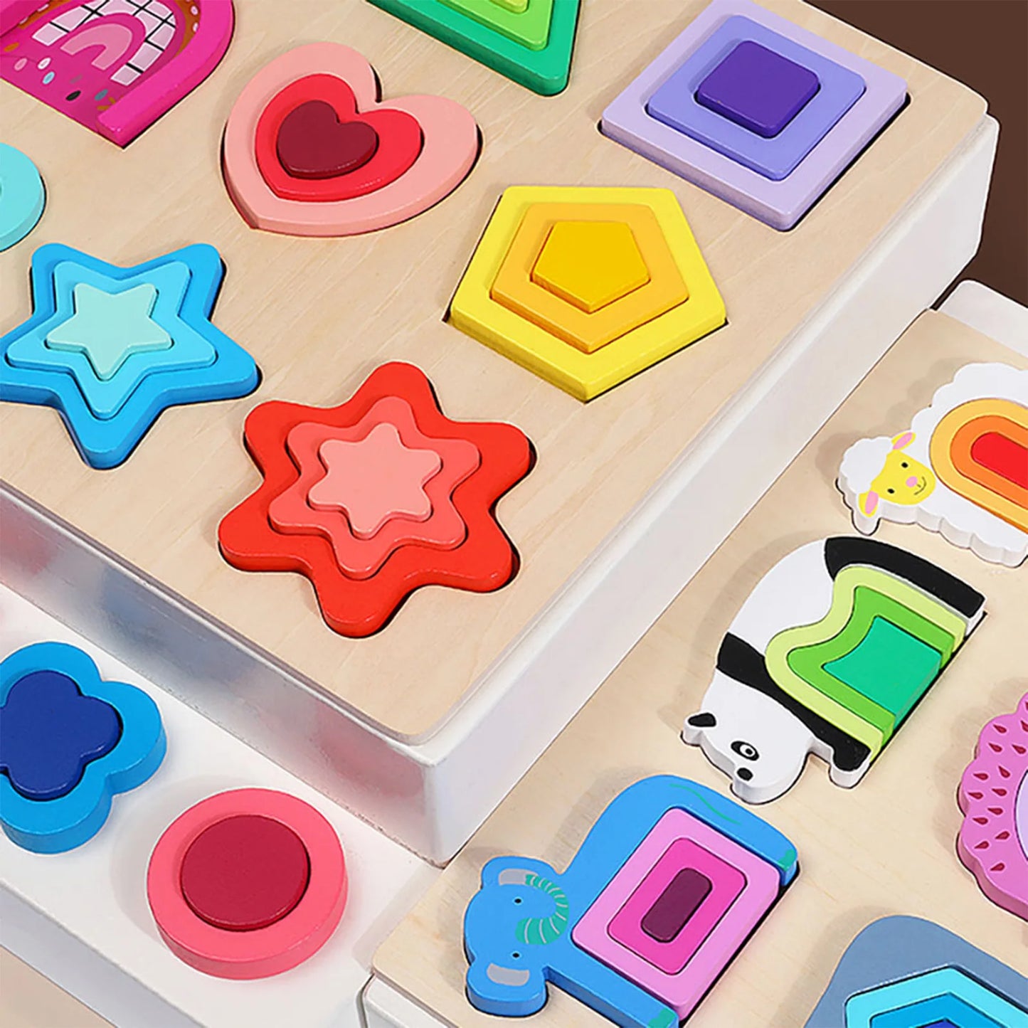 3D Wooden Puzzles Educational Toys Kids Montessori Toys Games Geometry Shape Intelligence Toys Children Christmas Holiday Gifts