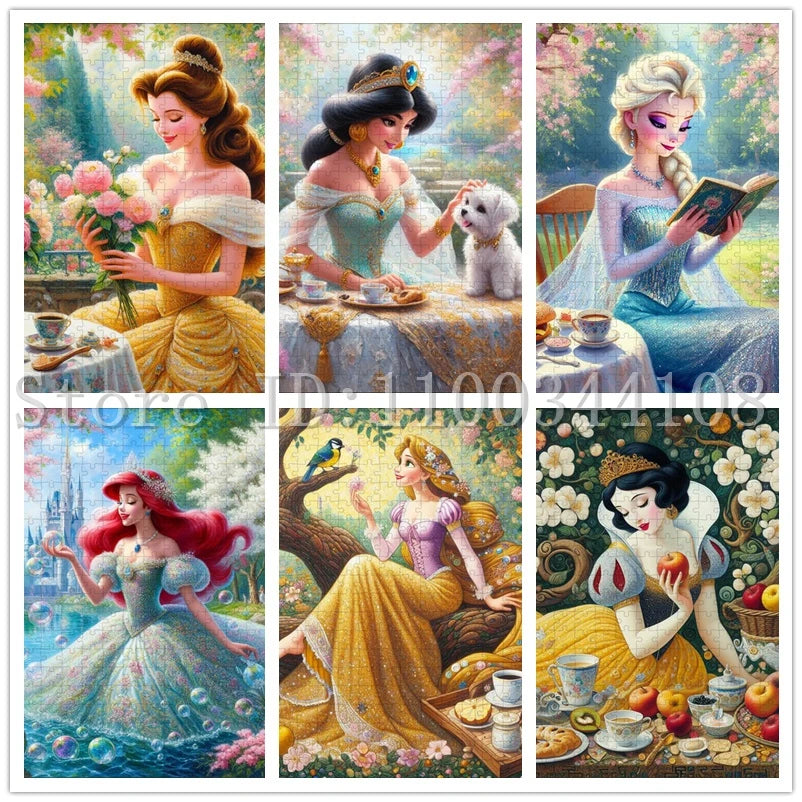 300/500/1000 Pieces Disney Puzzles Princess Snow White Elsa Belle Jigsaw Puzzles for Adult Children Handmade Toys & Hobbies
