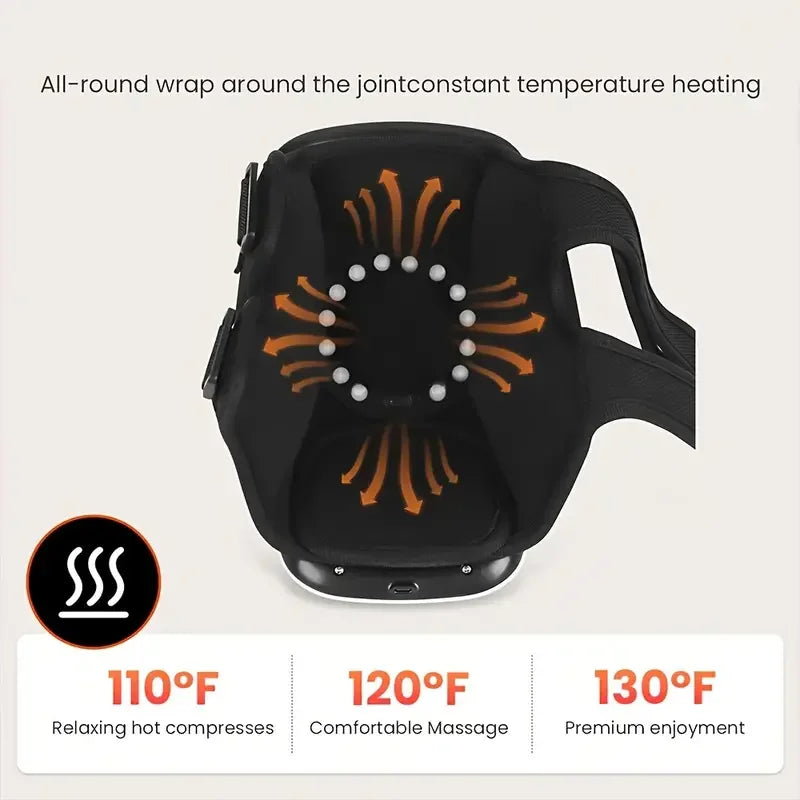 Wireless Knee Massager with 3 Heating Levels, LED Screen - Portable Massager for Knees, Elbows, Shoulders