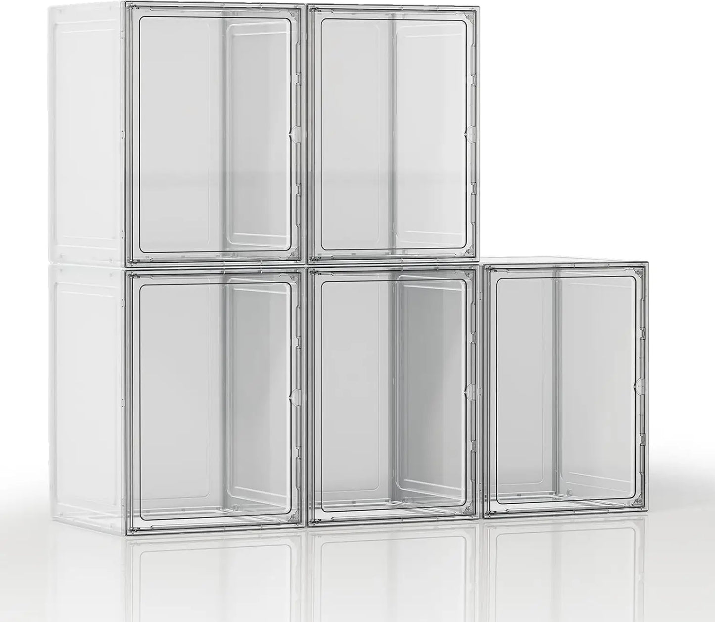 Large Shoe Boxes Clear Plastic Stackable 9 Pack Shoe Storage Organizer