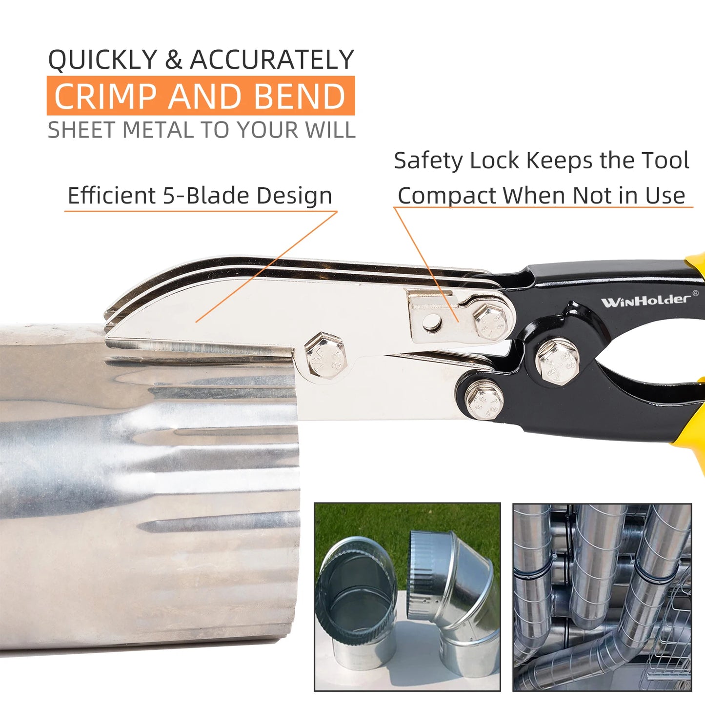 5 Blade Crimper For Stove Pipe Duct HVAC Gutter Sheet Metal Crimping Repair Tool Profession Durable And Reliable Convenient
