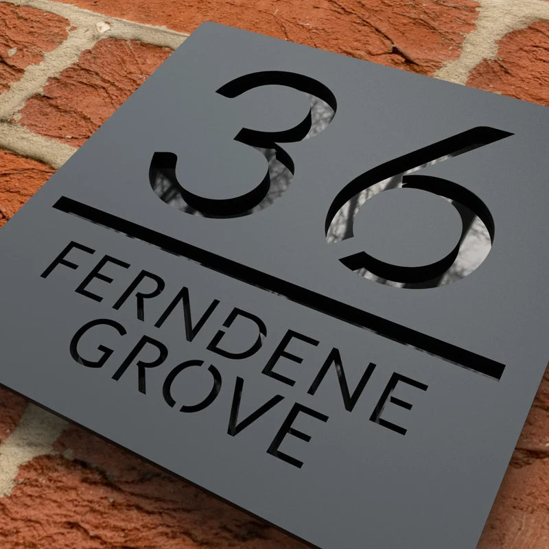 Personalized Custom 3D Door Sign Laser Cut Acrylic Mirror Text Modern Floating House Number Sign Outdoor Street Family Name Sign