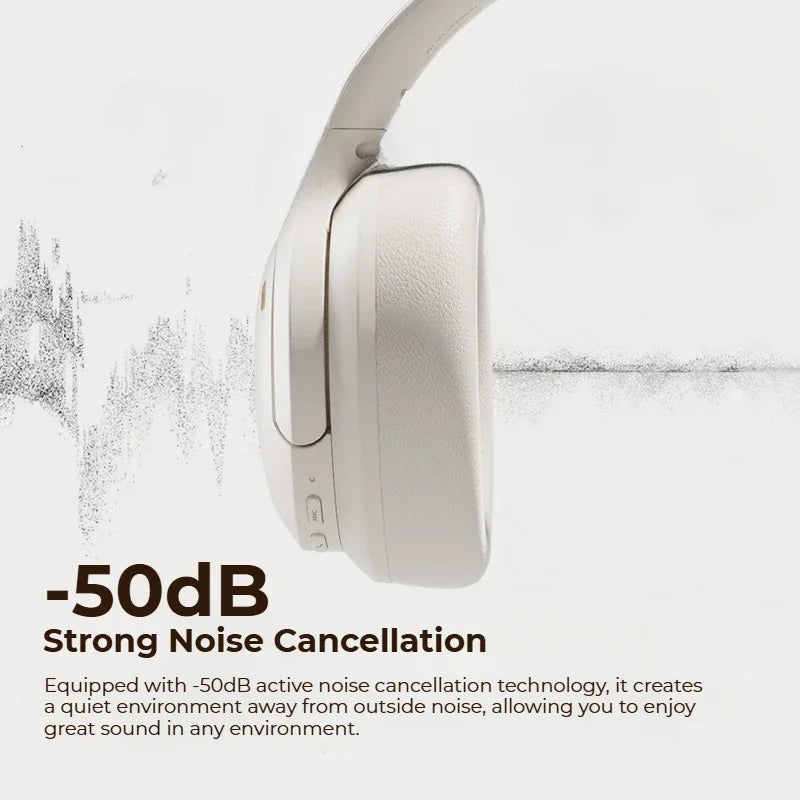 Sansui 50dB ANC Wireless Bluetooth 5.4 Headphone Over-Ear Earphone with Detachable Microphone Active Noise Cancellation Headsets
