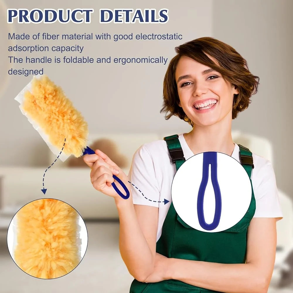 120 Pcs Disposable Duster Refills with 20 Replacement Handles Home Office Cleaning Dusting Tool Effective Fiber Material