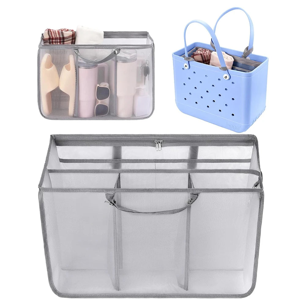 Beach Tote Organizer Insert – Lightweight Mesh Storage Divider for XL Bogg Bag Accessories, Sandproof Compartments