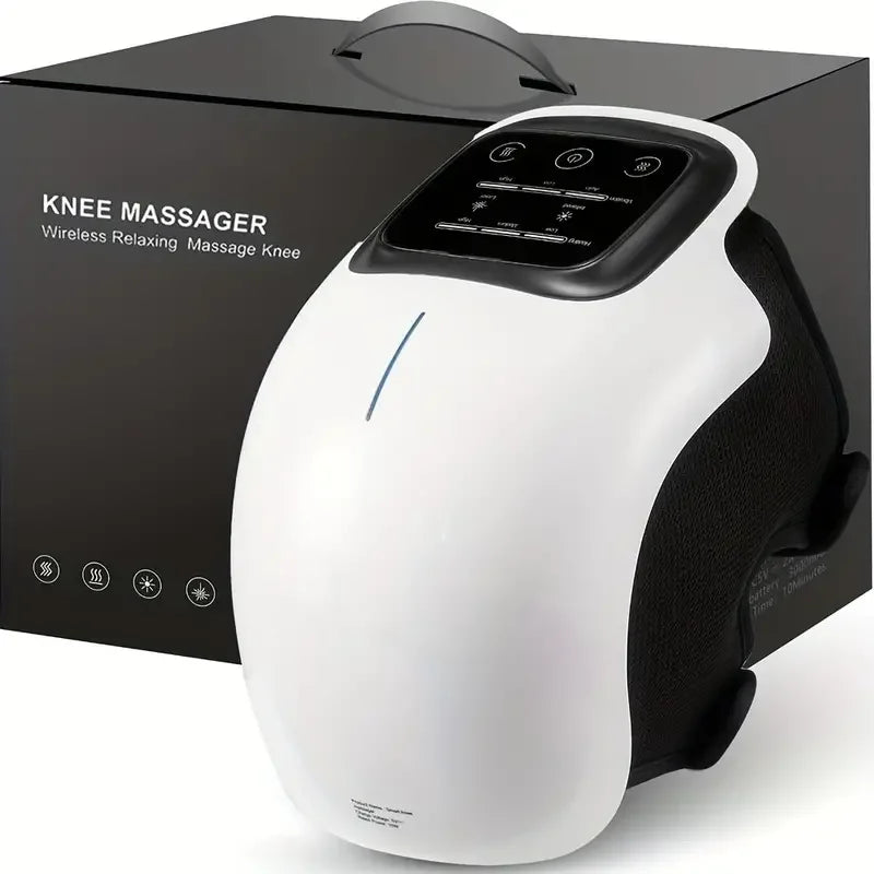 Wireless Knee Massager with 3 Heating Levels, LED Screen - Portable Massager for Knees, Elbows, Shoulders