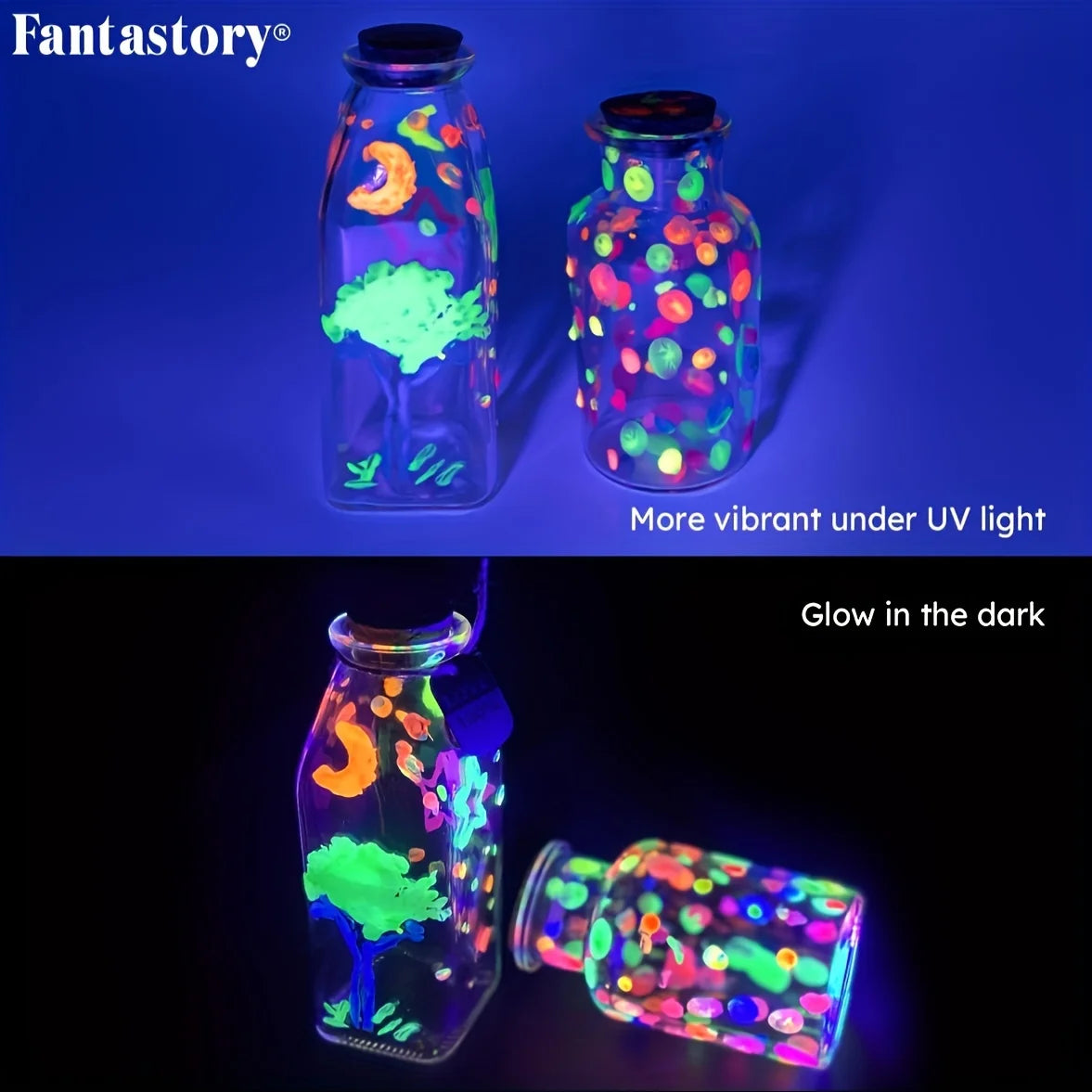 Acrylic Paint Set, 10 Neon and Glow in the Dark Colors Acrylic Paint for Wood, Fabric, Crafts, Canvas, Stone, Drawing & Painting