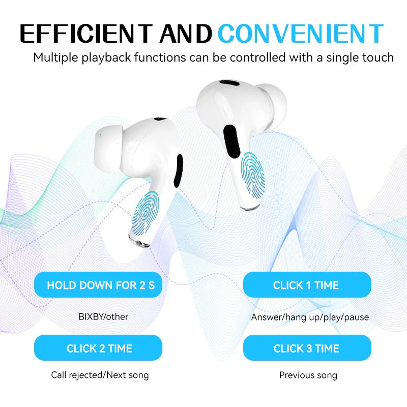 New Bluetooth Earphones Mini Noise Reduction Sports Running Earphones Waterproof Gaming Headsets Music Touch Screen Headphone