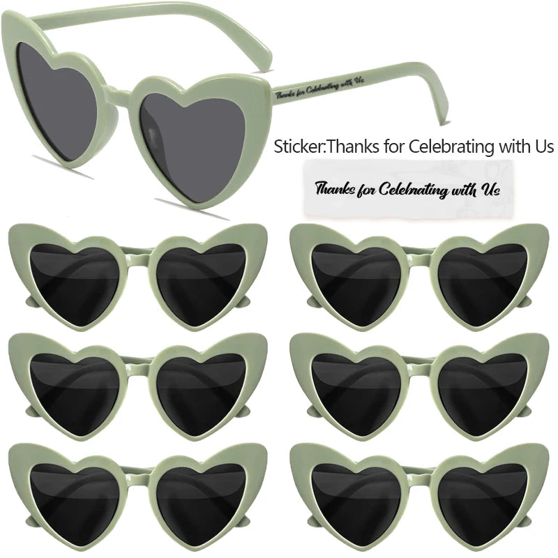 12-100Pcs Wedding Sunglasses Heart Shaped Sunglasses Wedding Bridal Shower Decor Bachelorette Hen Party Supplies Bridesmaid Gift